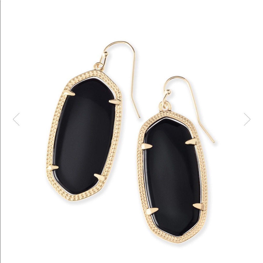 Kendra Scott Elle Gold Drop Earrings Black